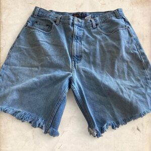 Route 66 Light Blue Frayed Jean Shorts